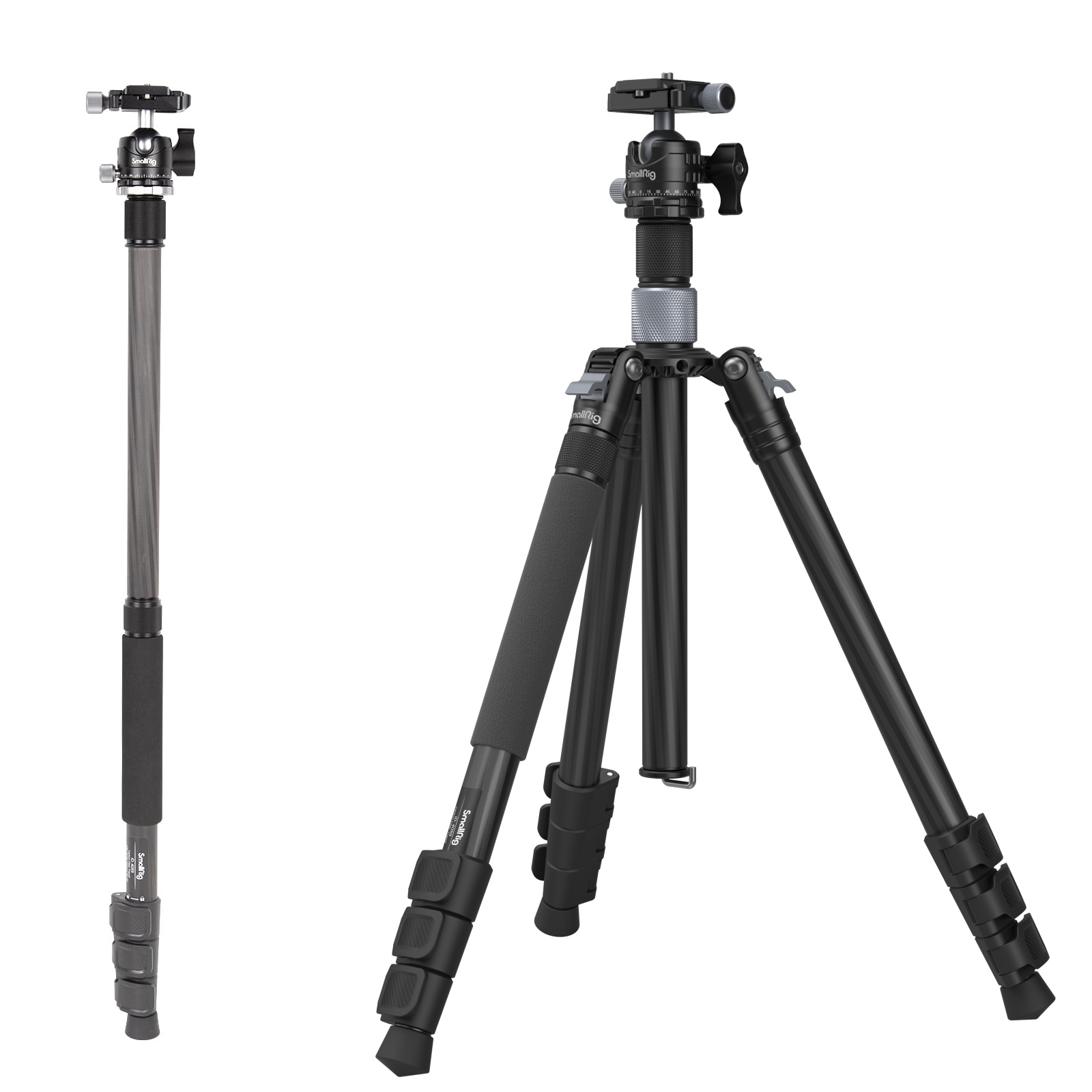 SmallRig Carbon Fiber Tripod with Center Column (158cm Height, 10kg Load, 1.25kg Weight) for Photography